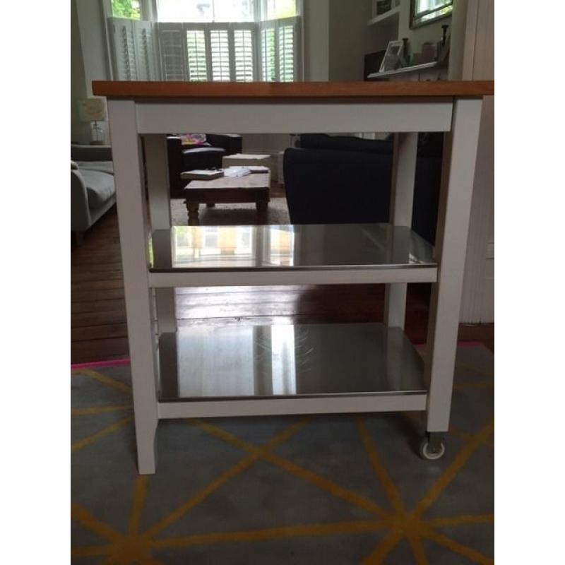 Kitchen Trolley - oak, white and stainless steel