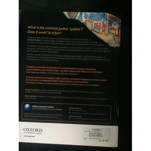 'Criminal Justice' book edited by Anthea Hucklesby and Azrini Wahidin (2nd edition)