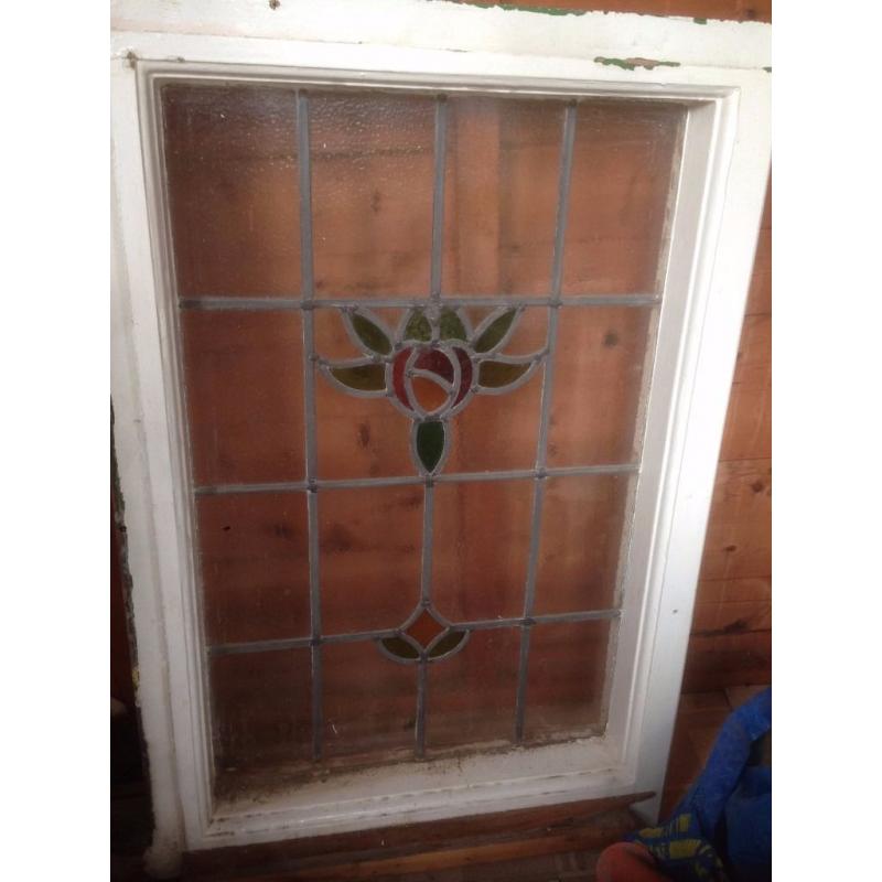 Original 1920s lead stained glass windows x2