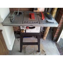 Performance Power 1500W, 254mm Table Saw / Bench Saw Complete With Stand & 3 blades