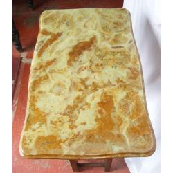 Antique Honey& Gold Pattern Italian Marble Scalloped Table Top 30 x 18 ins.