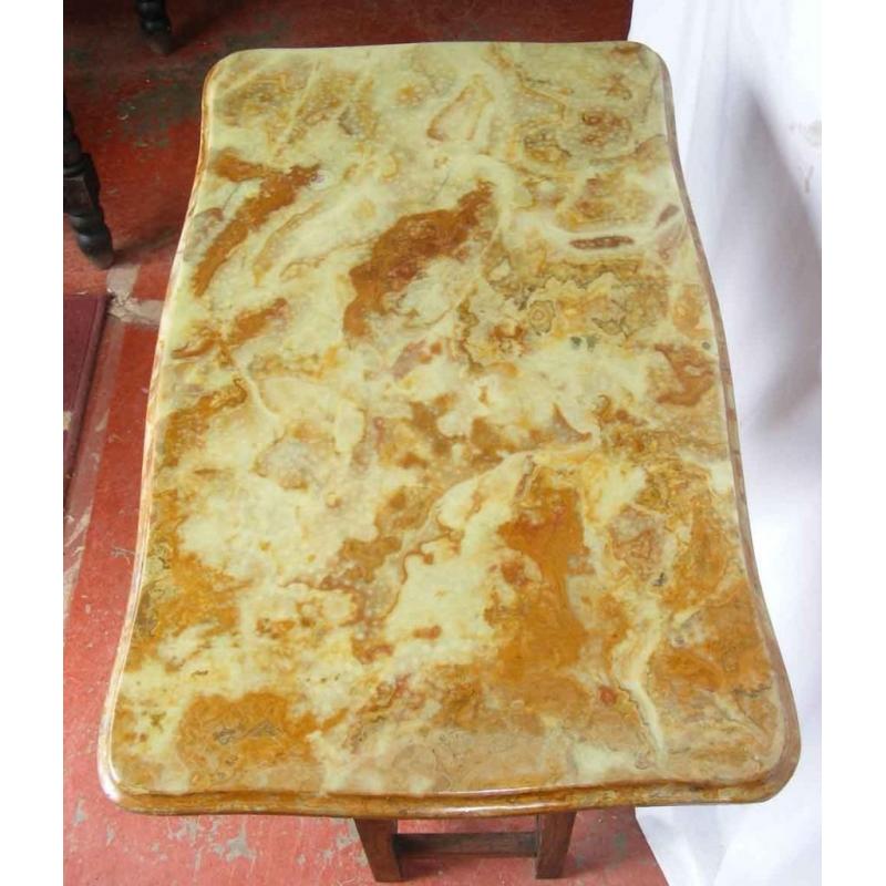 Antique Honey& Gold Pattern Italian Marble Scalloped Table Top 30 x 18 ins.