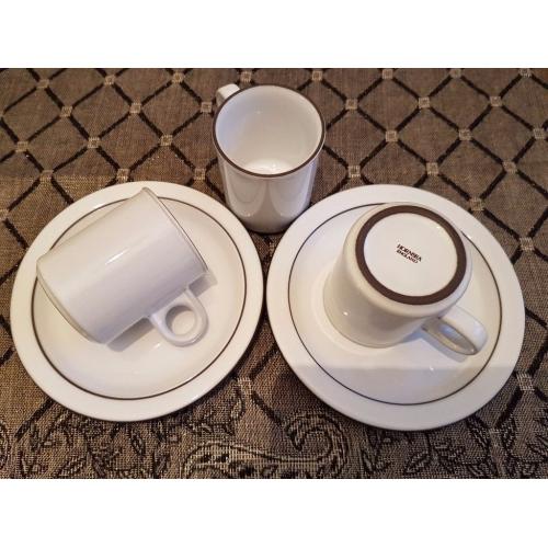 Six Plain Vintage Style Hornsea Cups and Saucers - Espresso Size - Small
