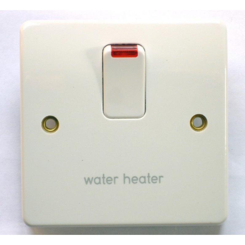 MK 20A DP Water Heater Switch K5423 White with Neon - BRAND NEW