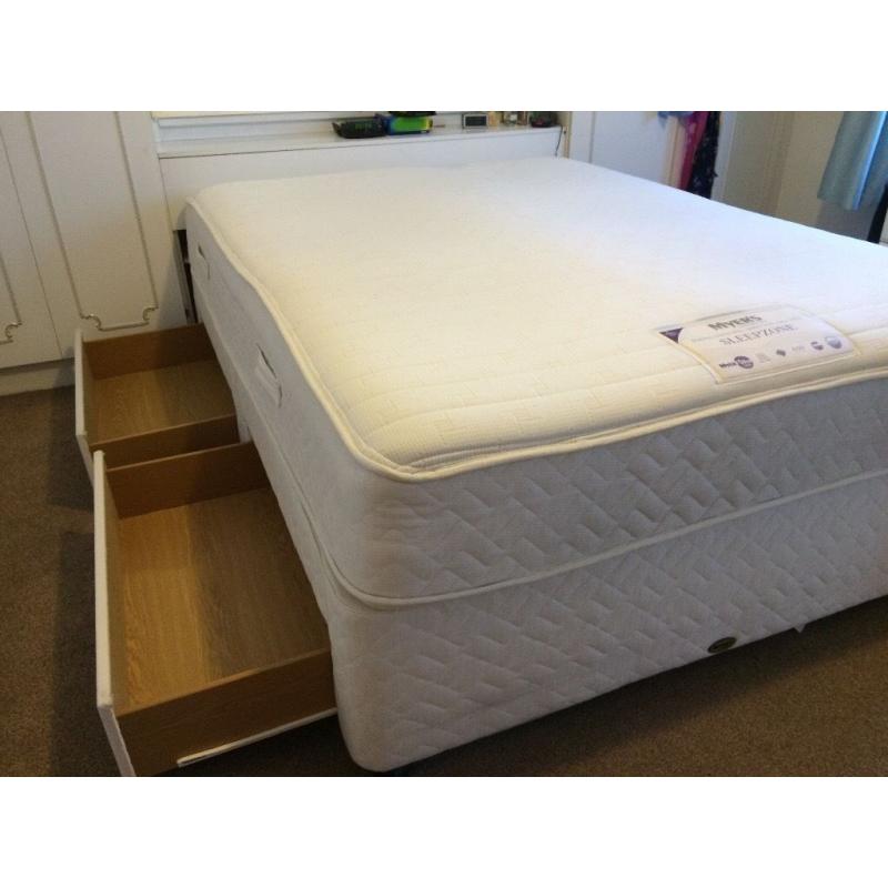 King Size Divan Bed With Mattress 4 drawers
