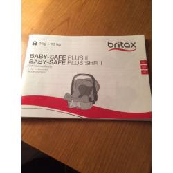 Britax baby safe plus shr ii car seat in excellent condition.