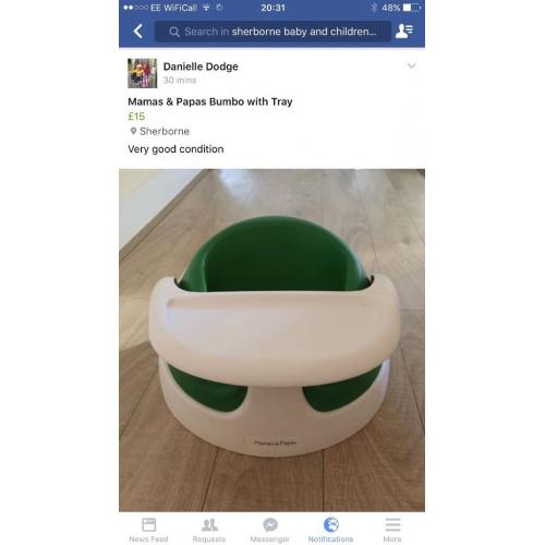Mamas & Papas Bumbo with Tray