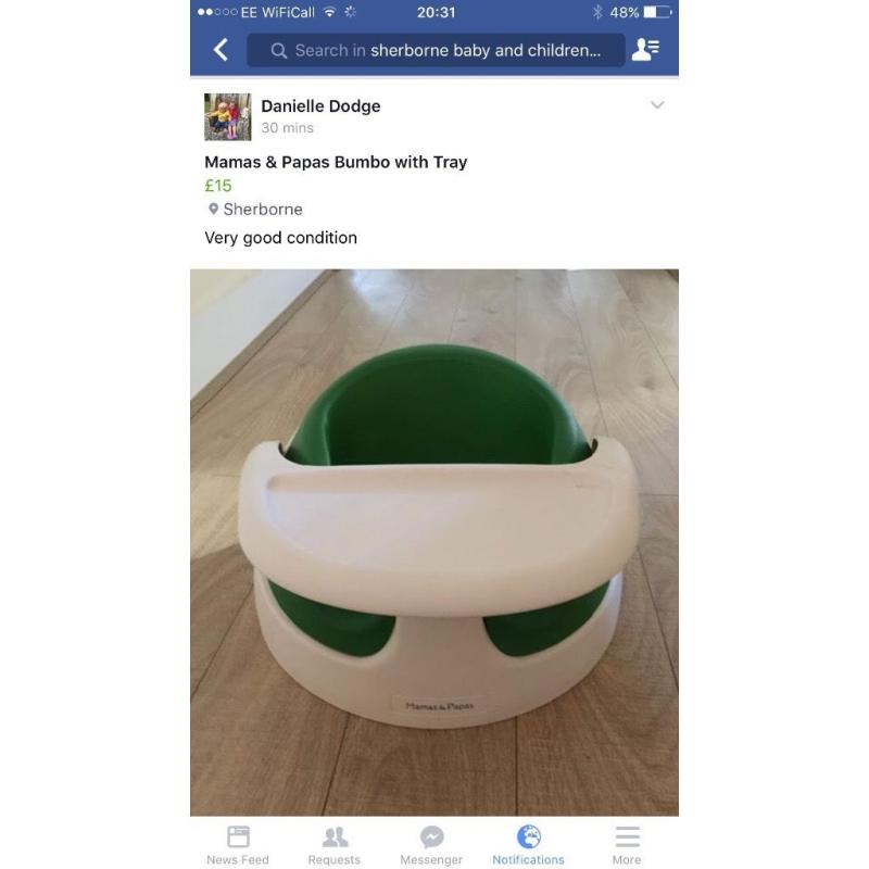 Mamas & Papas Bumbo with Tray