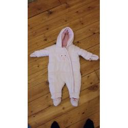 Mothercare pink baby snowsuit jacket 0-3 months