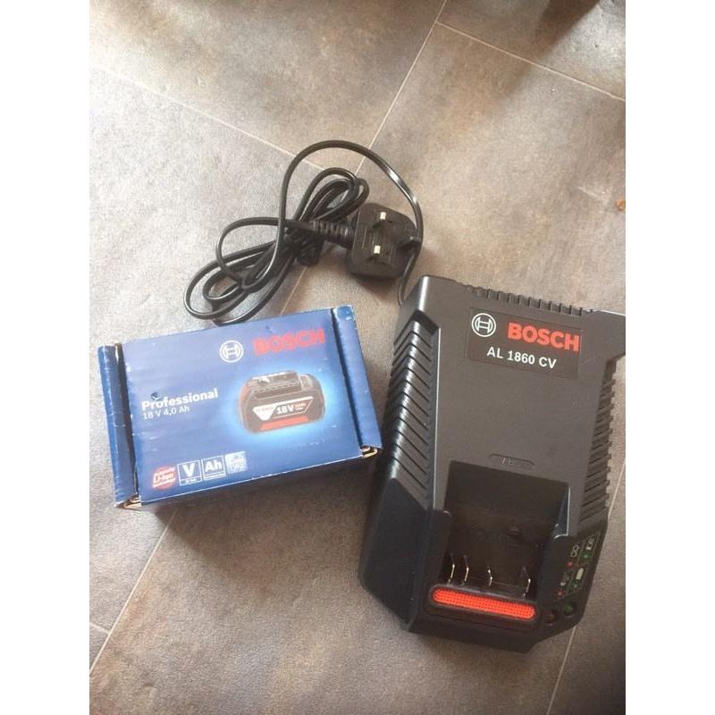 Bosch 18v battery 4Ah and quick charger new