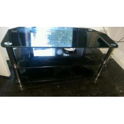Black glass TV stand