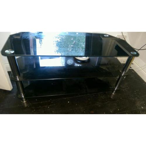 Black glass TV stand