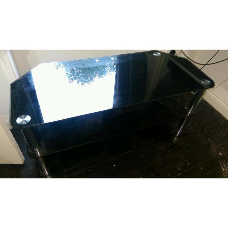 Black glass TV stand