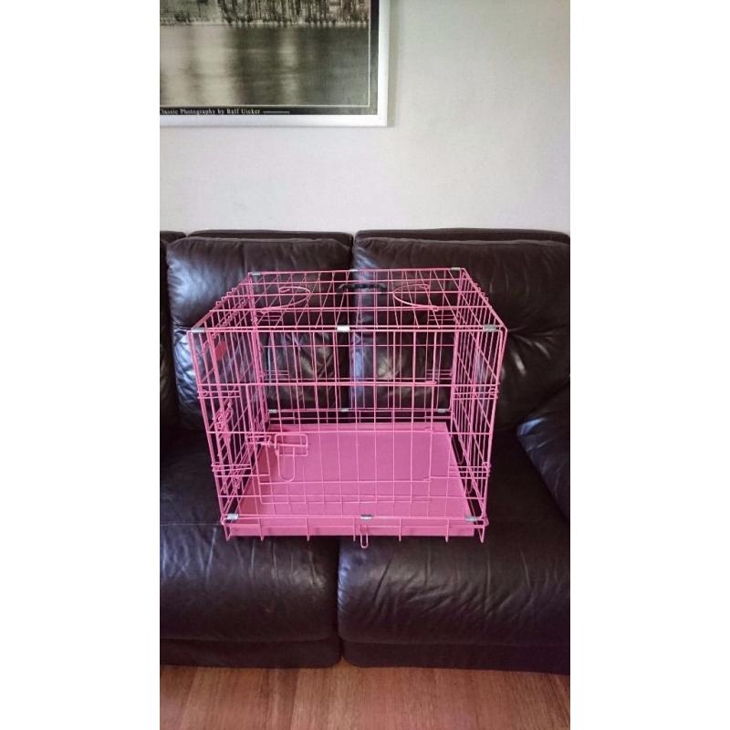 Pink dog cage