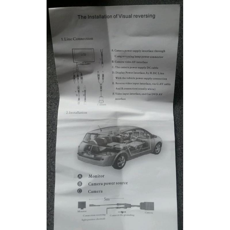 Car rear view camera kit and monitor
