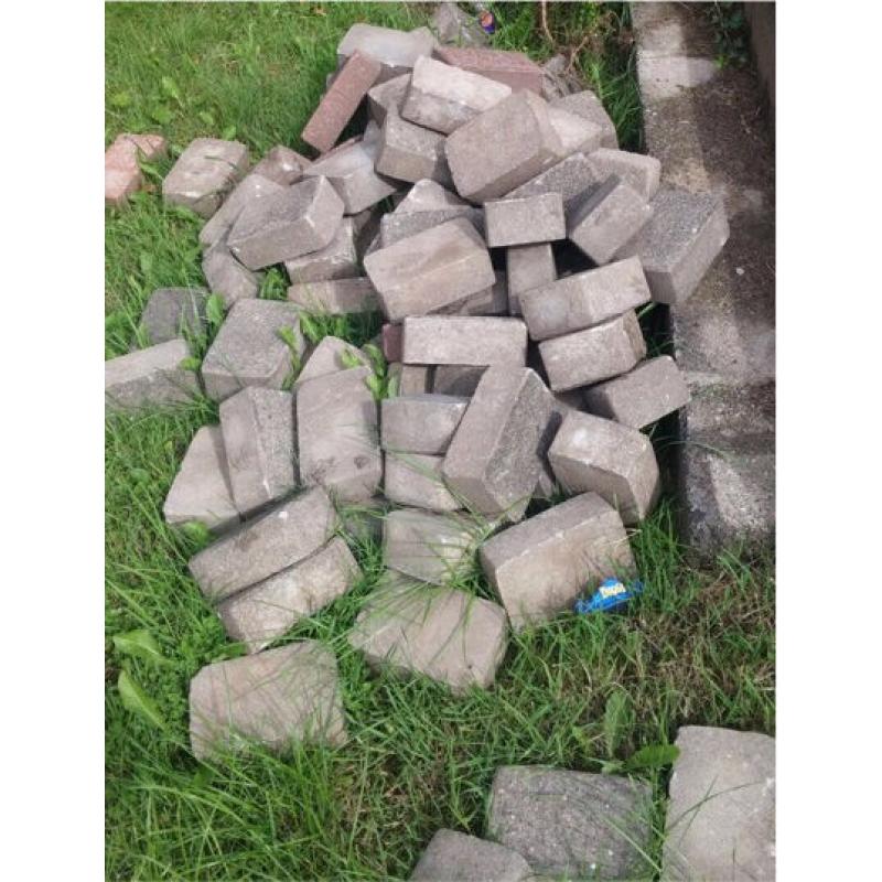 Block paving bricks - various sizes and two colours red and white