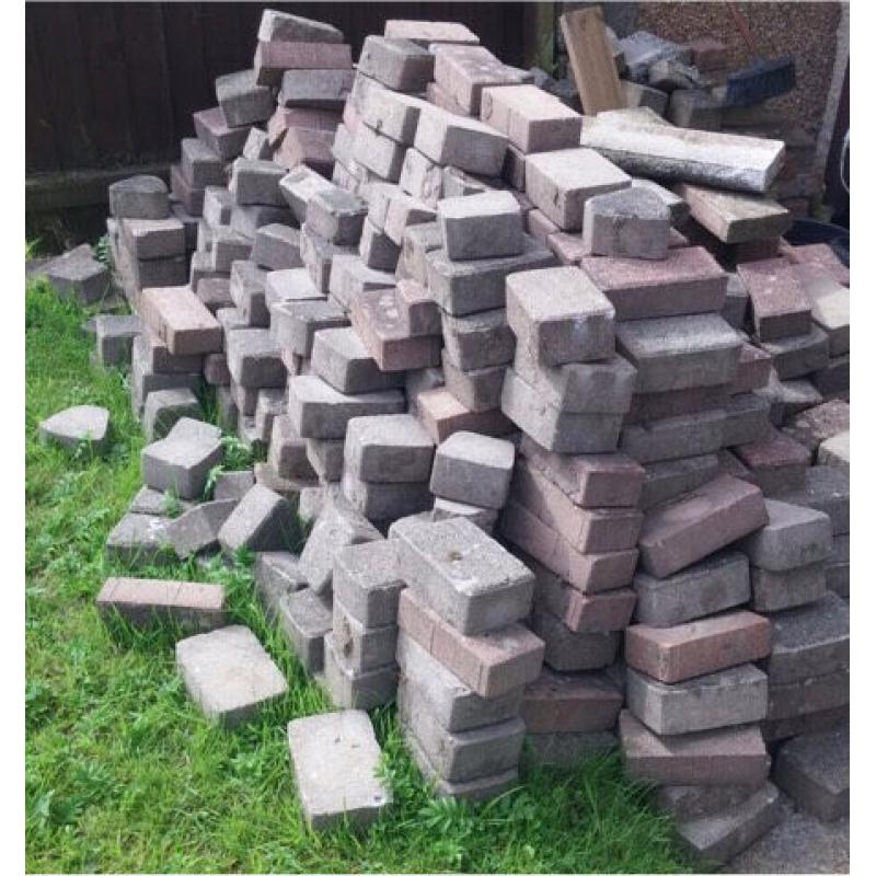 Block paving bricks - various sizes and two colours red and white