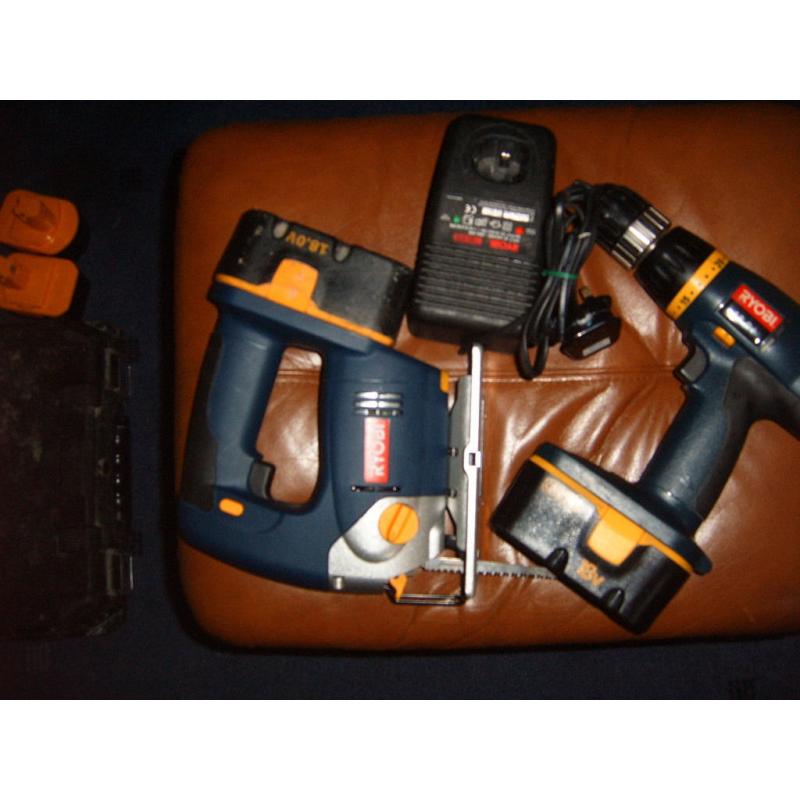 ryobi 18volt cordless drill and jigsaw