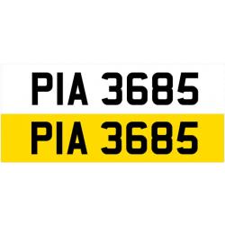 PIA 3685 1970's Ni Dateless Personalised Number Plate Audi BMW Ford Golf Mercedes Kia Vauxhall