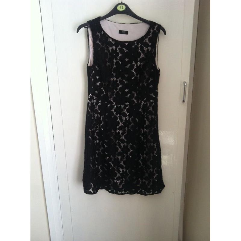 Womens F&F black lace dress, size 12