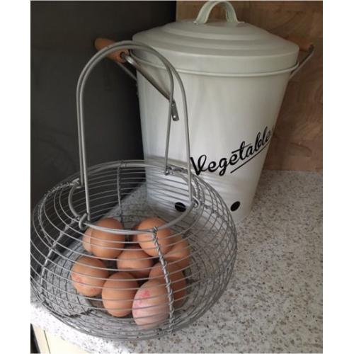 Grey metal egg basket brand new