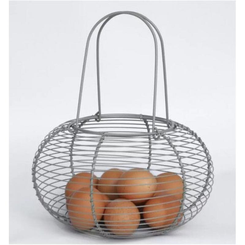 Grey metal egg basket brand new