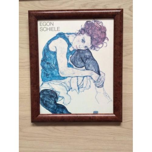 Vintage Egon Shiele - Seated Woman With Bent Knee framed print