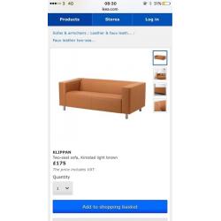 IKEA sofa 2 seater klippan orange/brown