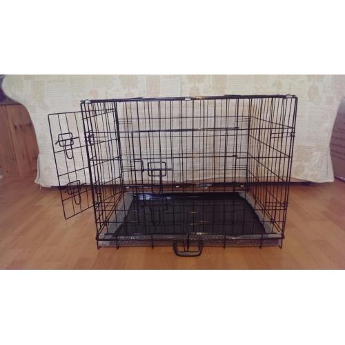 Dog Crate / Puppy Cage 30" Medium Black With Metal Tray NEW