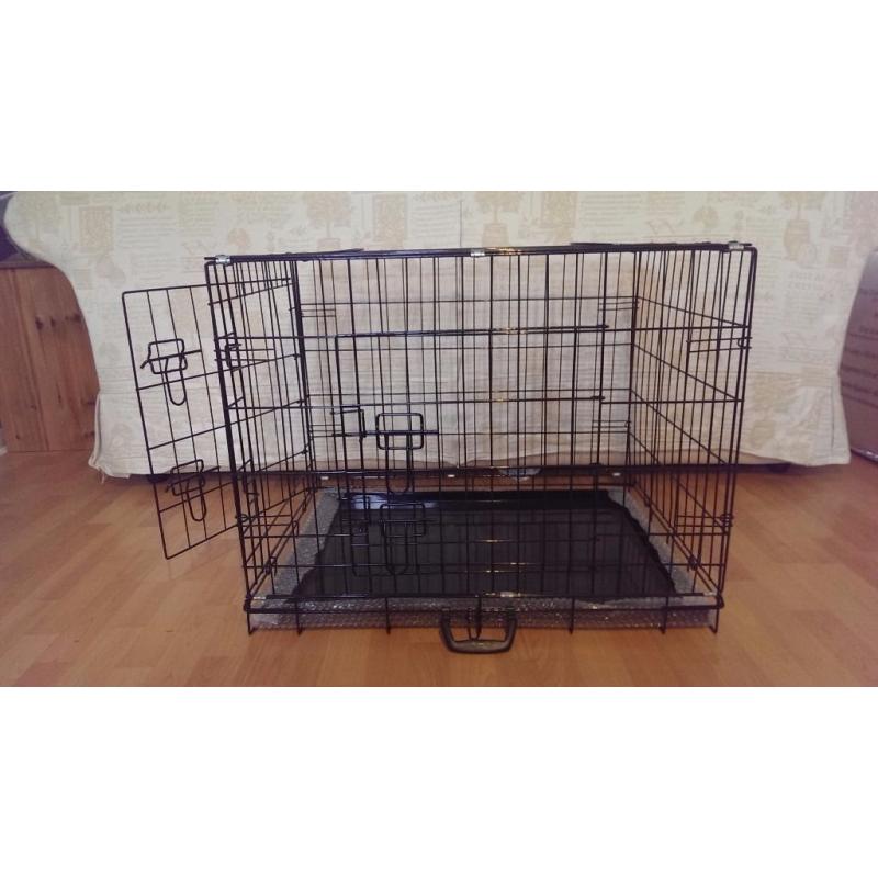 Dog Crate / Puppy Cage 30" Medium Black With Metal Tray NEW