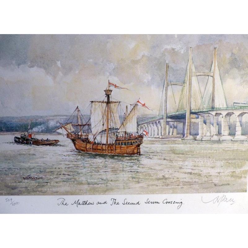 Limited Edition Print "The Matthew and the Second Severn Crossing" Framed and Glazed