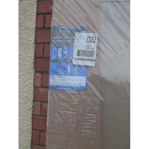 1 brand new 700 chome coram shower side panel in good condition and still in package