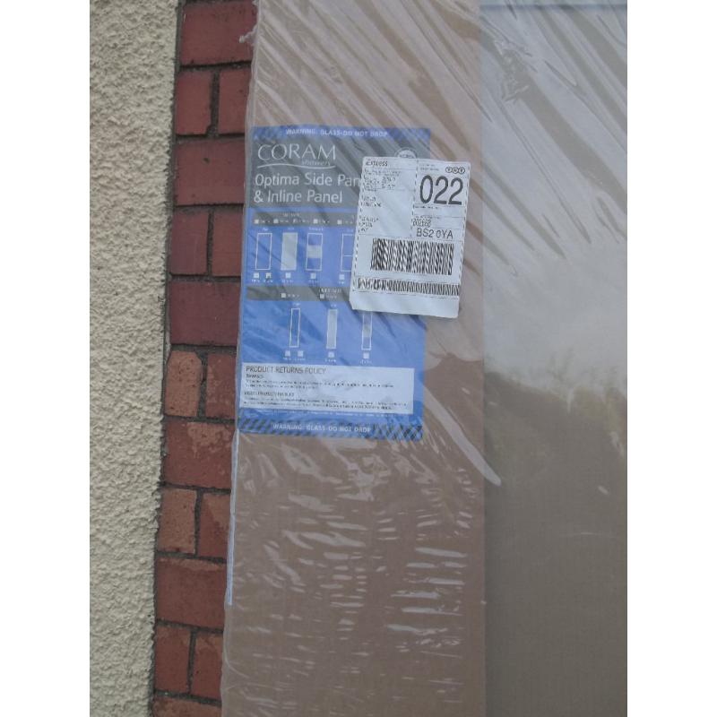 1 brand new 700 chome coram shower side panel in good condition and still in package