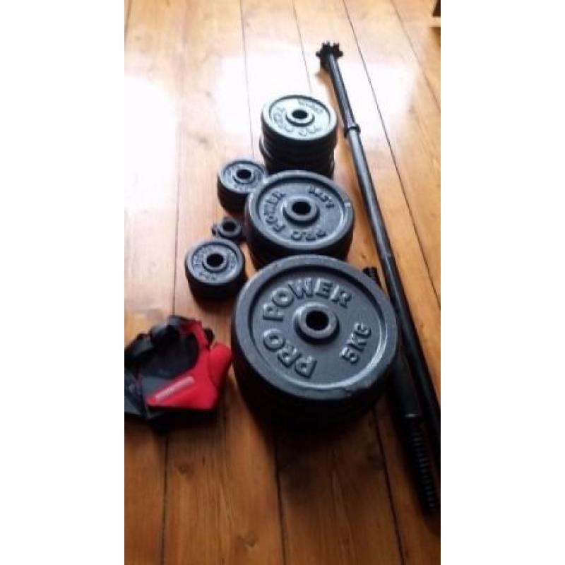 Pro Fitness Barbell Dumbbell Set - 50kg. Solid Cast Iron.