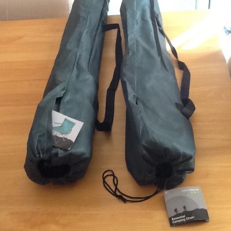 TWO BRAND NEW CAMPING/FISHING CHAIRS IN CARRYING BAGS