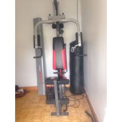 Multigym and punchbag