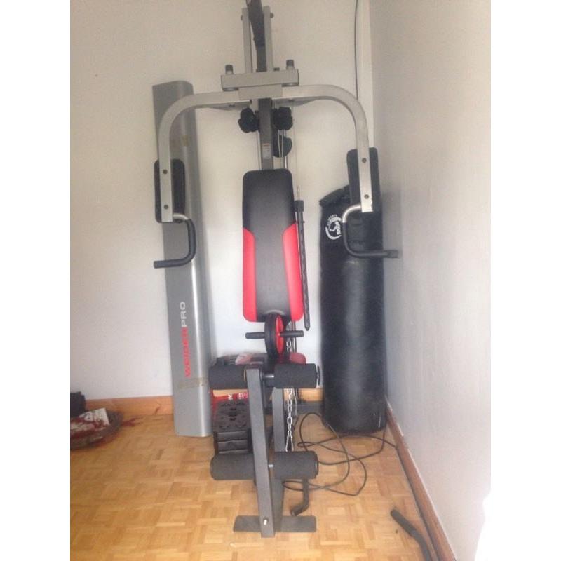 Multigym and punchbag