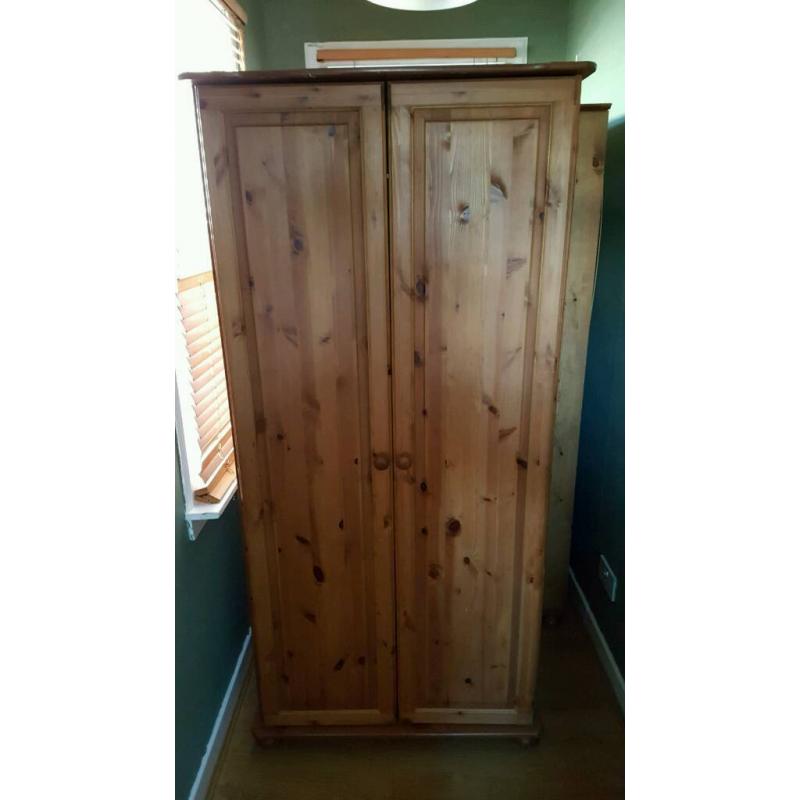 3 pine affect double wardrobes