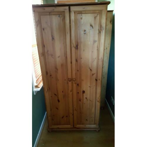 3 pine affect double wardrobes