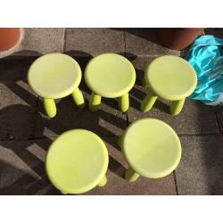 5 x Green Children's Ikea Stools.