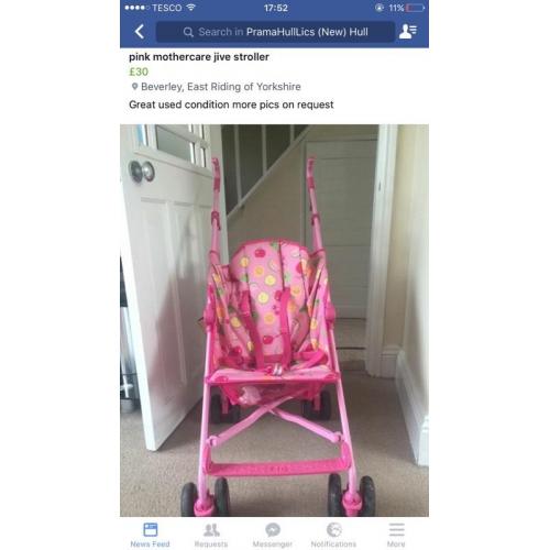 Mothercare stroller pram pink