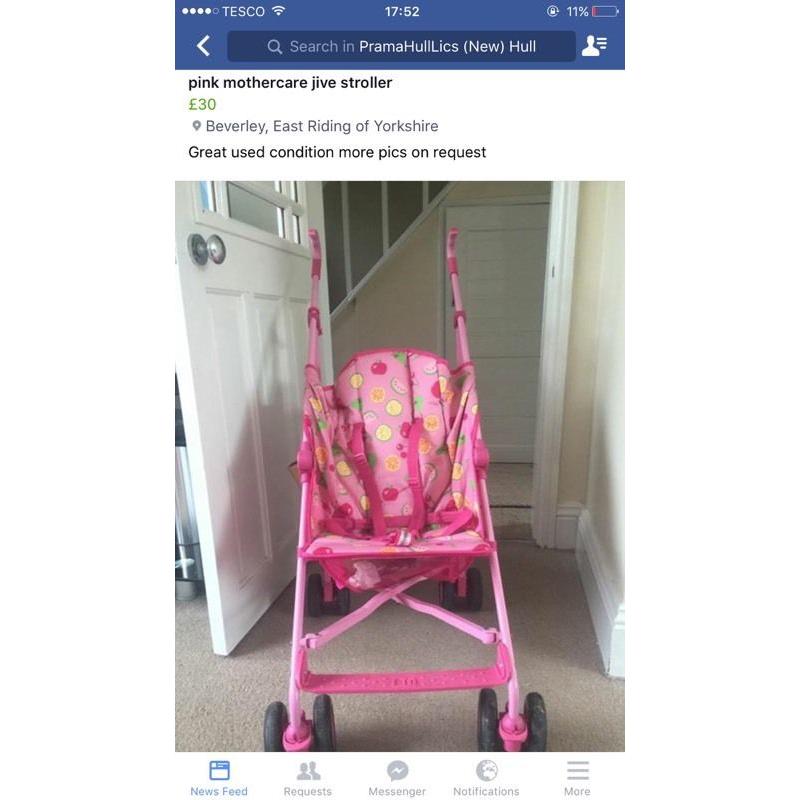 Mothercare stroller pram pink