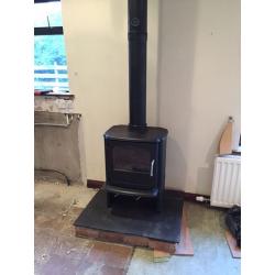 Morso stove, plinth and flue set