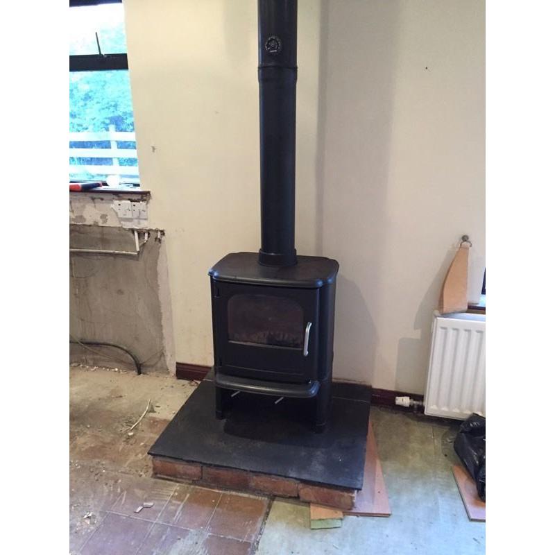 Morso stove, plinth and flue set