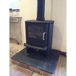 Morso stove, plinth and flue set