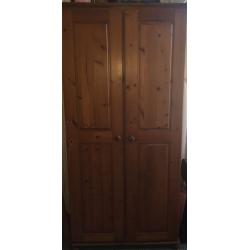 Wooden wardrobe and bedside draws