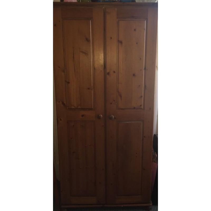 Wooden wardrobe and bedside draws