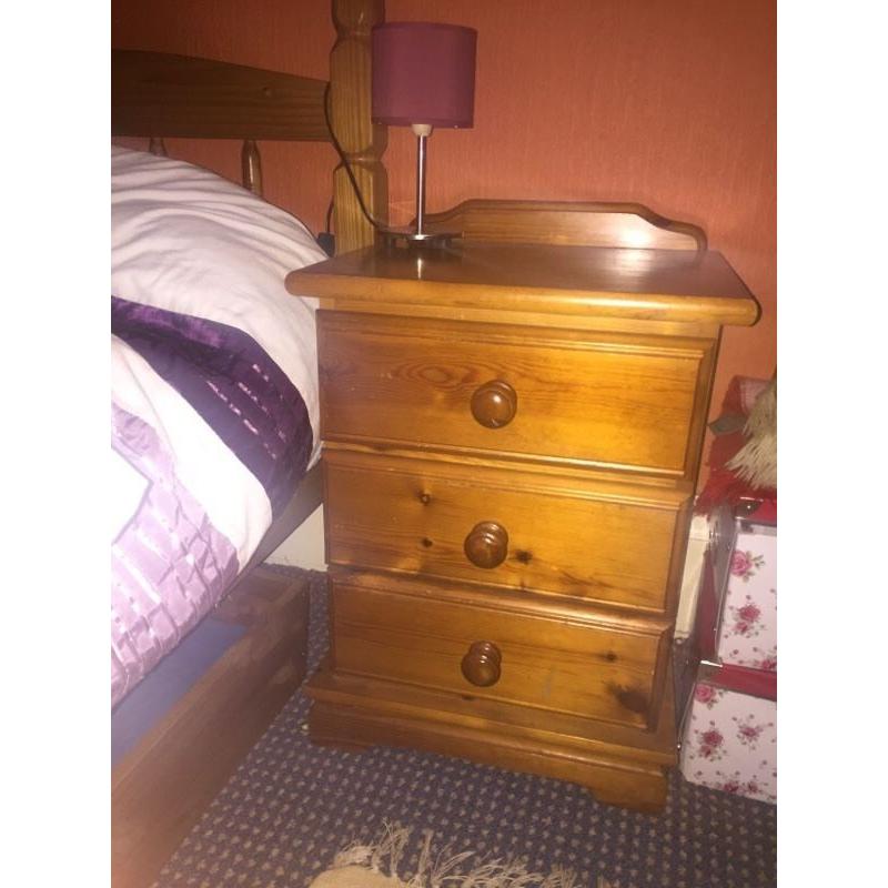Wooden wardrobe and bedside draws