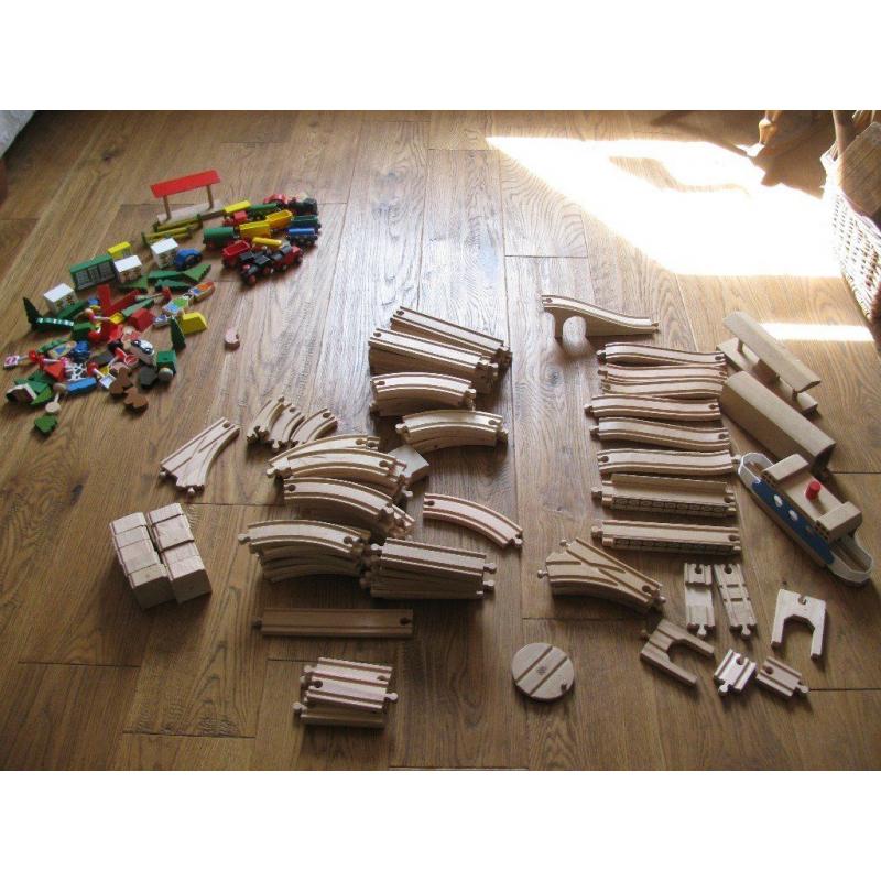 Large Box WOODEN TRAINS TRACK Etc BRIO