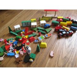 Large Box WOODEN TRAINS TRACK Etc BRIO